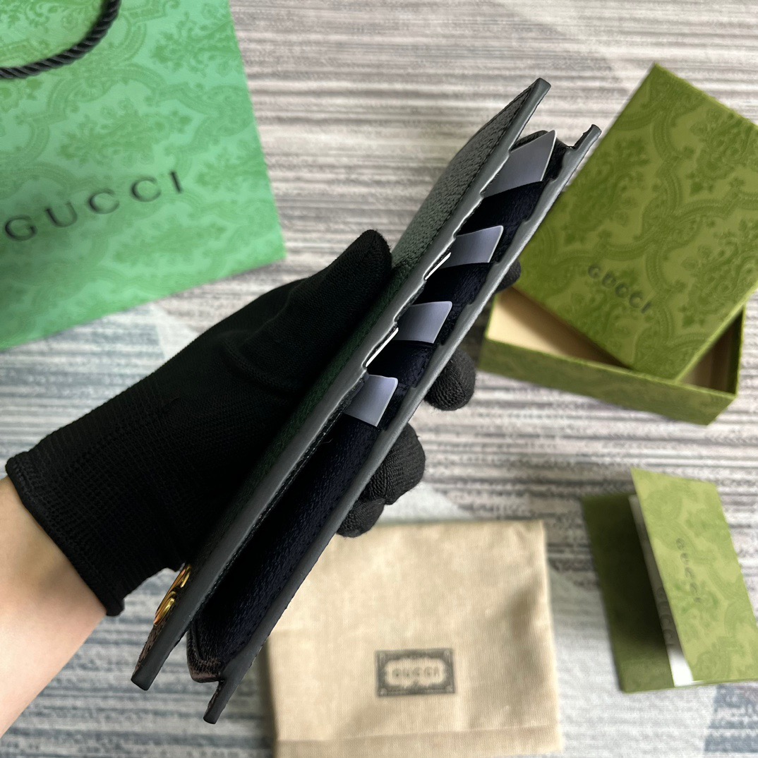 Gvc*1 GG Marmont Long Wallet Black For Men 7.1in/18cm ‎‎‎428740 DJ20T 1000