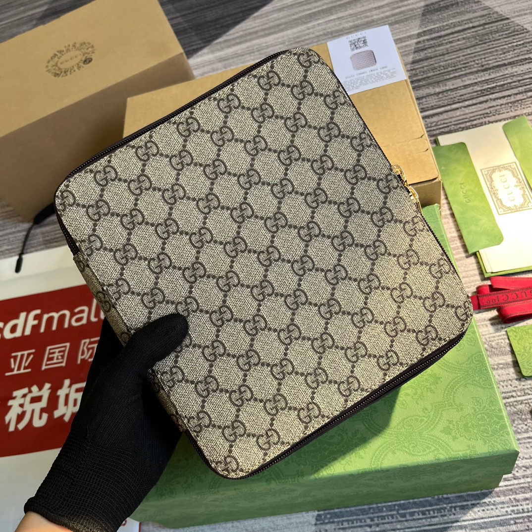 Gvc*1 GG Medium Packing Cube Svp*me Canvas Beige/Grey For Men 7.7in/20cm ‎‎‎726661 KGD0N 4060