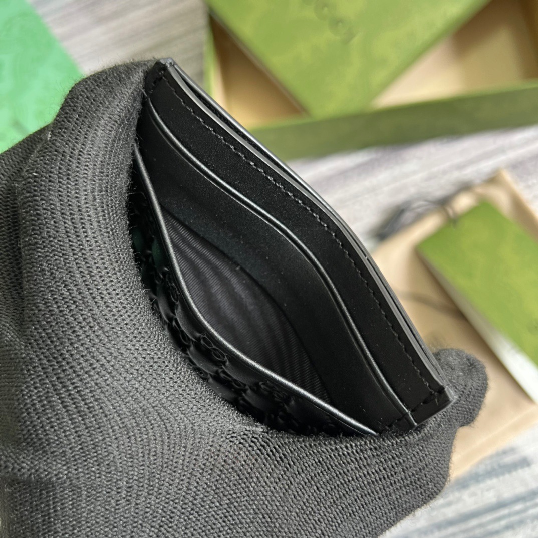 Gvc*1 GG Ssima Card Case Black For Men 3.9in/10cm ‎‎‎262837 BMJ1N 1000