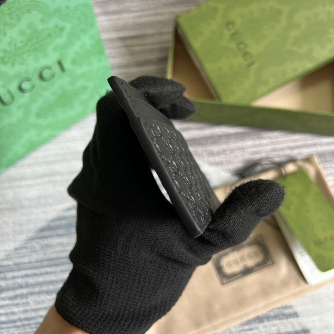 Gvc*1 GG Ssima Card Case Black For Men 3.9in/10cm ‎‎‎262837 BMJ1N 1000