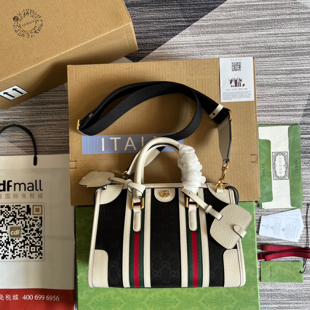 Gvc*1 Small Bauletto Top Handle Bag With Double G White/Brown For Men 10.6in/27cm