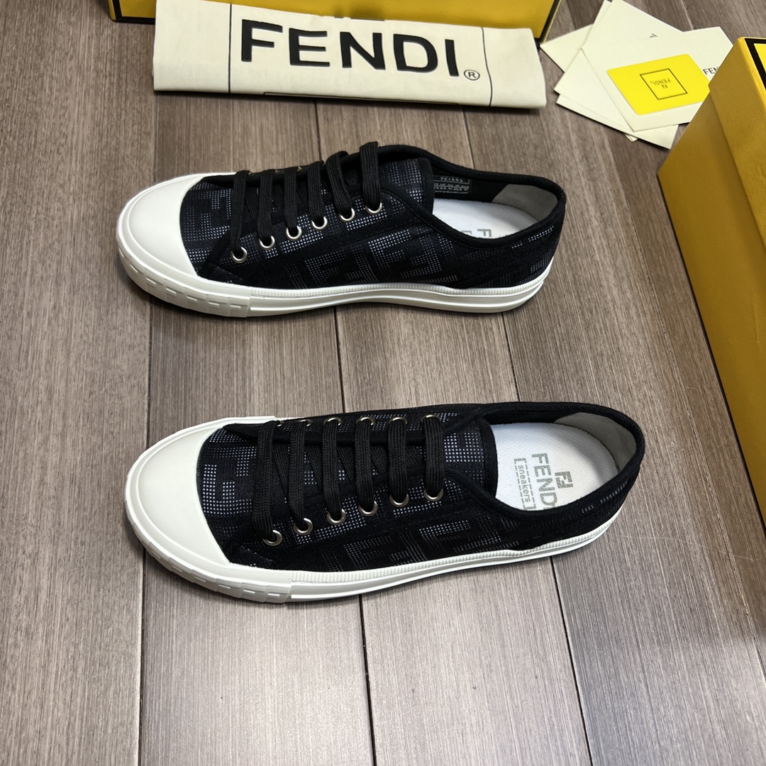 F**di FD Domino Fabric Low-Tops Sneakers Black For Men