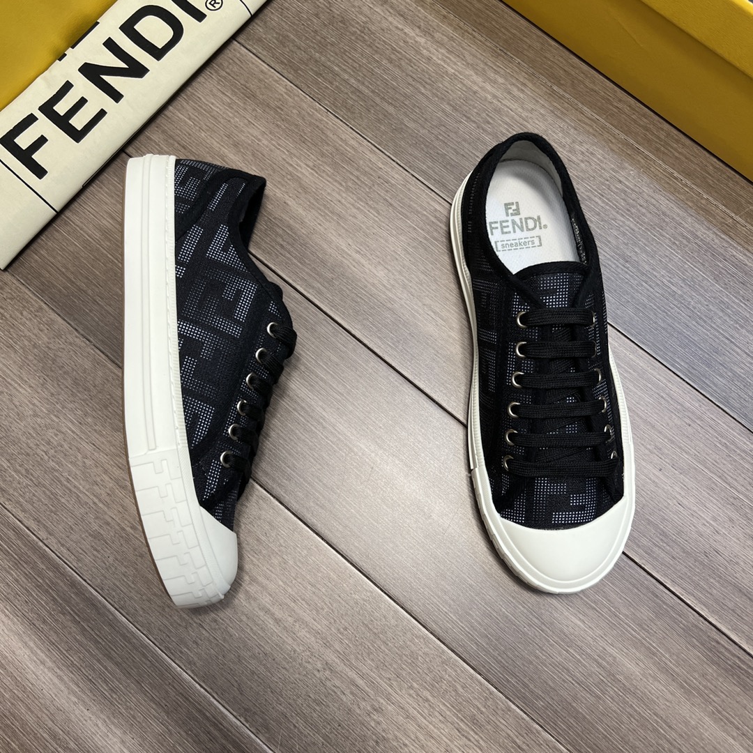 F**di FD Domino Fabric Low-Tops Sneakers Black For Men