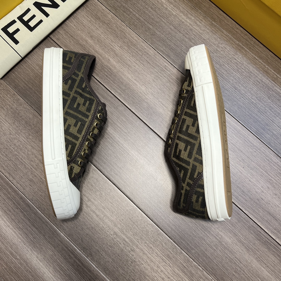 F**di FD Domino Fabric Low-Tops Sneakers Brown For Men 7E1553AJZXF0R7V