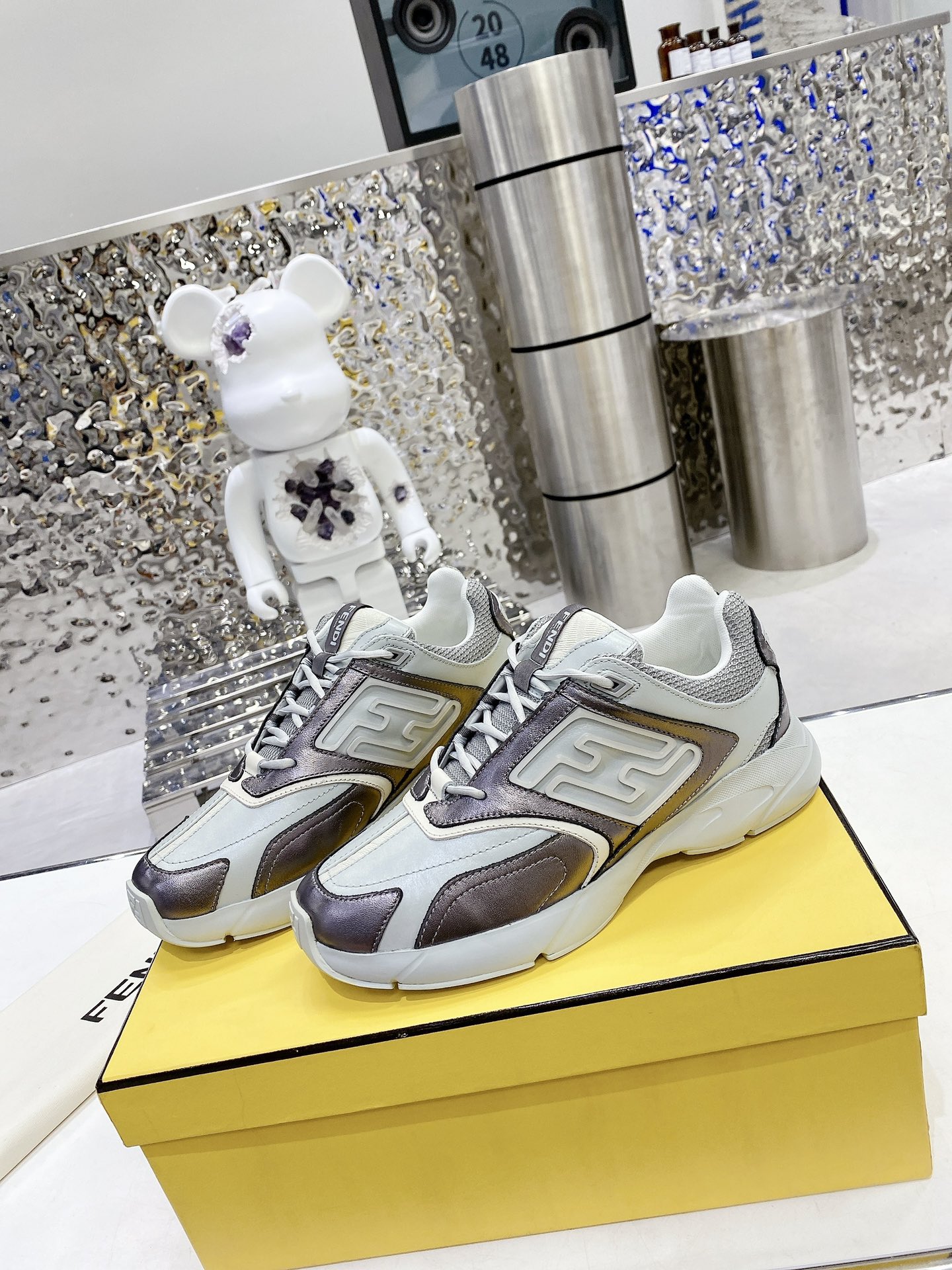 F**di FD F**di Faster Low-Tops Sneakers Grey For Men 7E1555AKX4F1ICJ