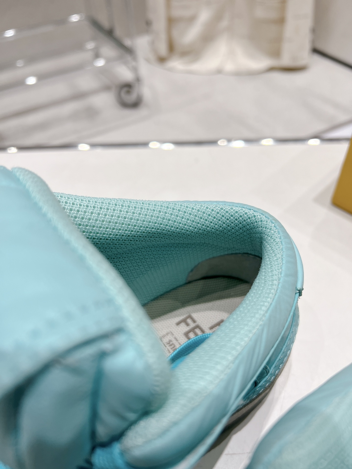 FD F**di Match Lace-Up High-Top Sneakers Blue For Women 8E8380ALIRF1JGC