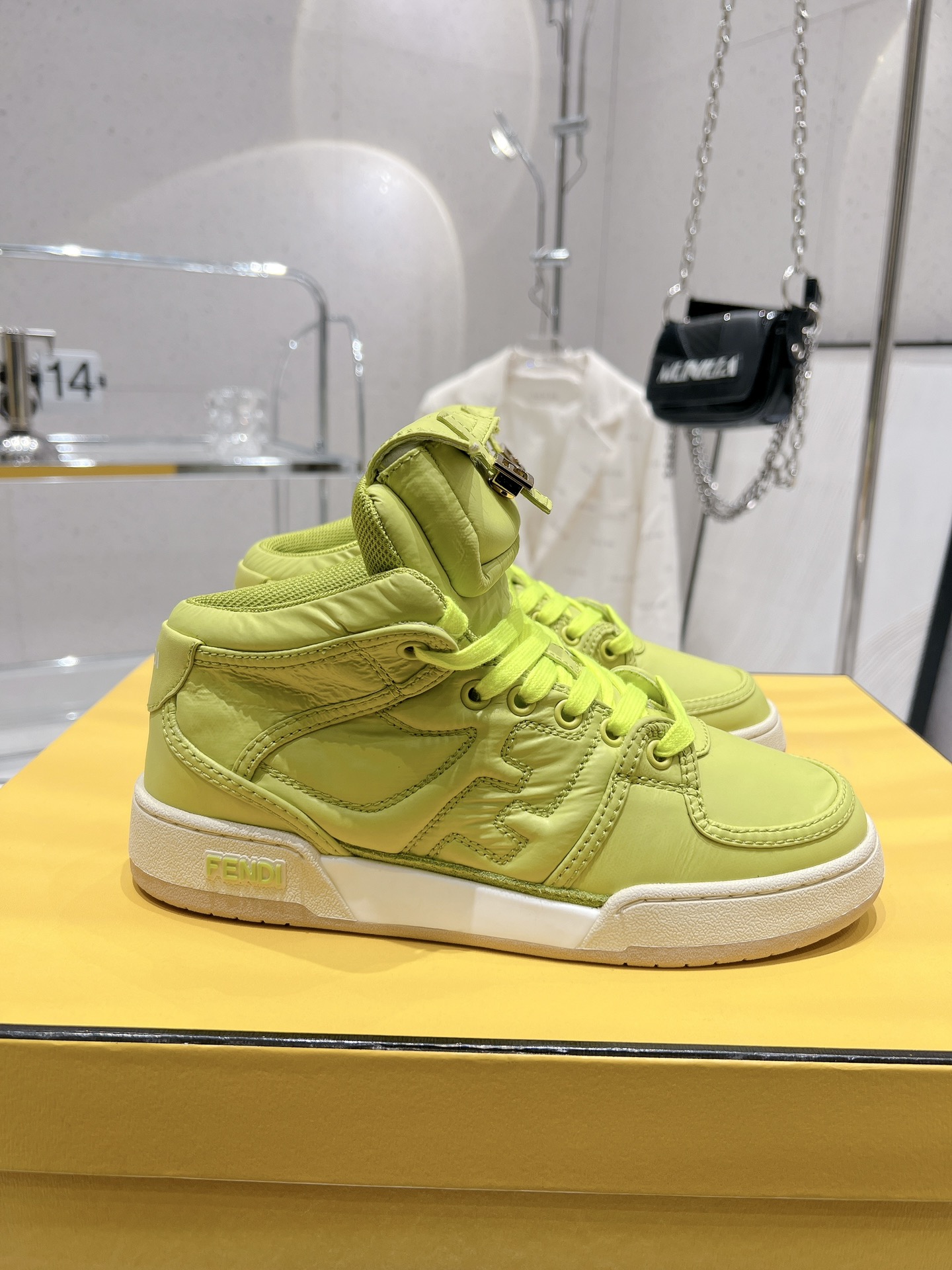 FD F**di Match Lace-Up High-Top Sneakers Green For Women