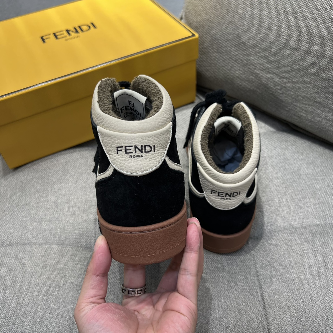 F**di FD F**di Match Lace-Up Hight-Tops Sneakers Black For Men 8E8358AHH2F1FZB