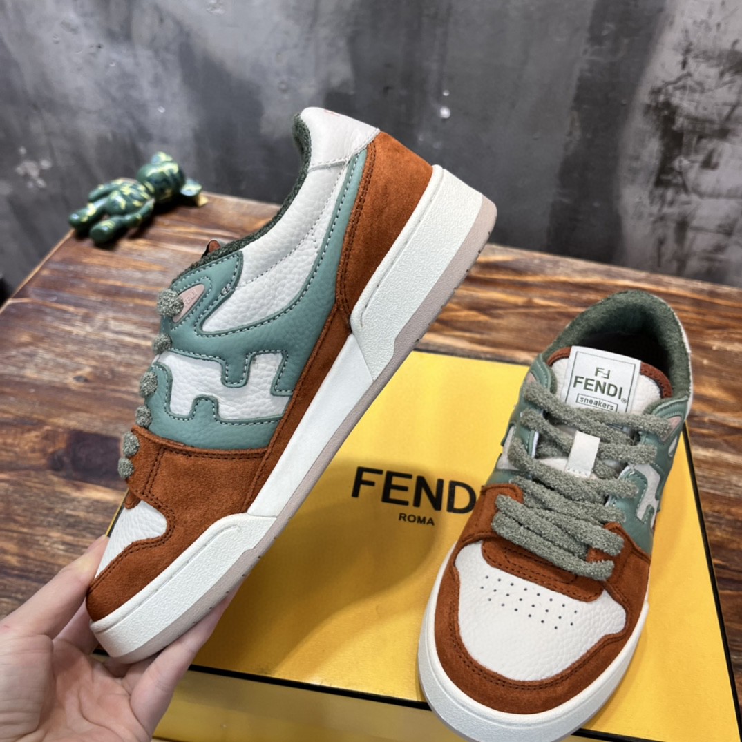 F**di FD F**di Match Low Tops Sneakers Brown And Green For Women
