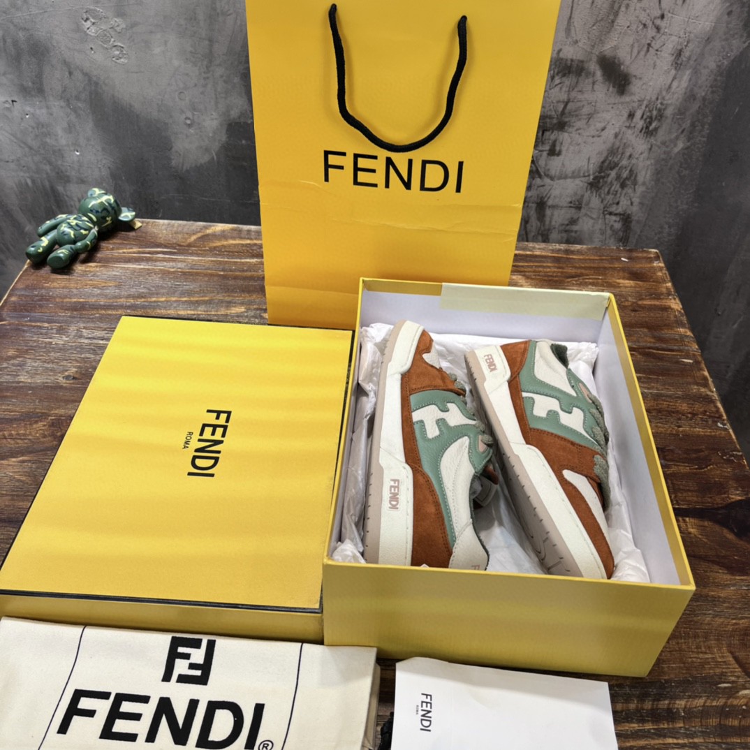 F**di FD F**di Match Low Tops Sneakers Brown And Green For Women