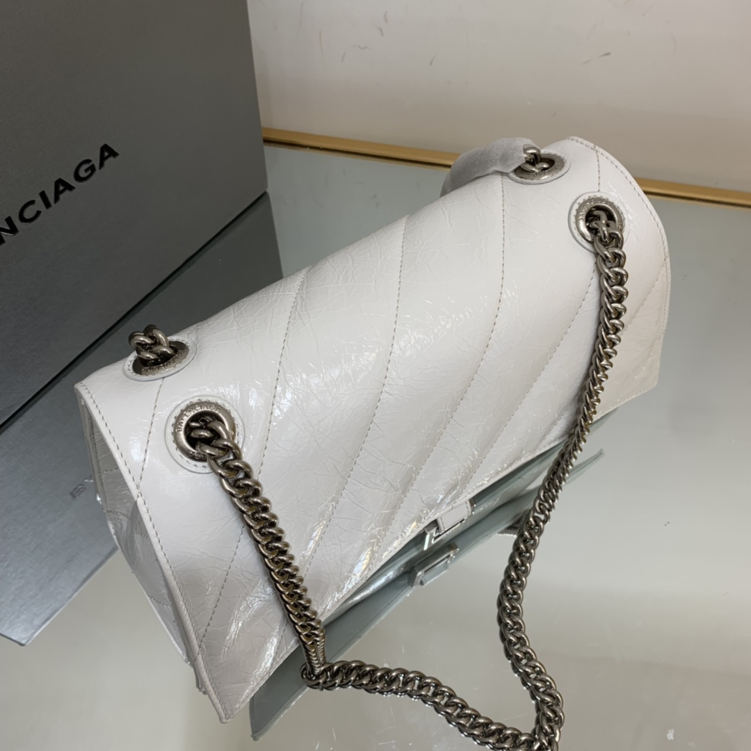 Ba1en*iaga Crush Medium Chain Bag Black/White For Women‎ 12.2in/31cm