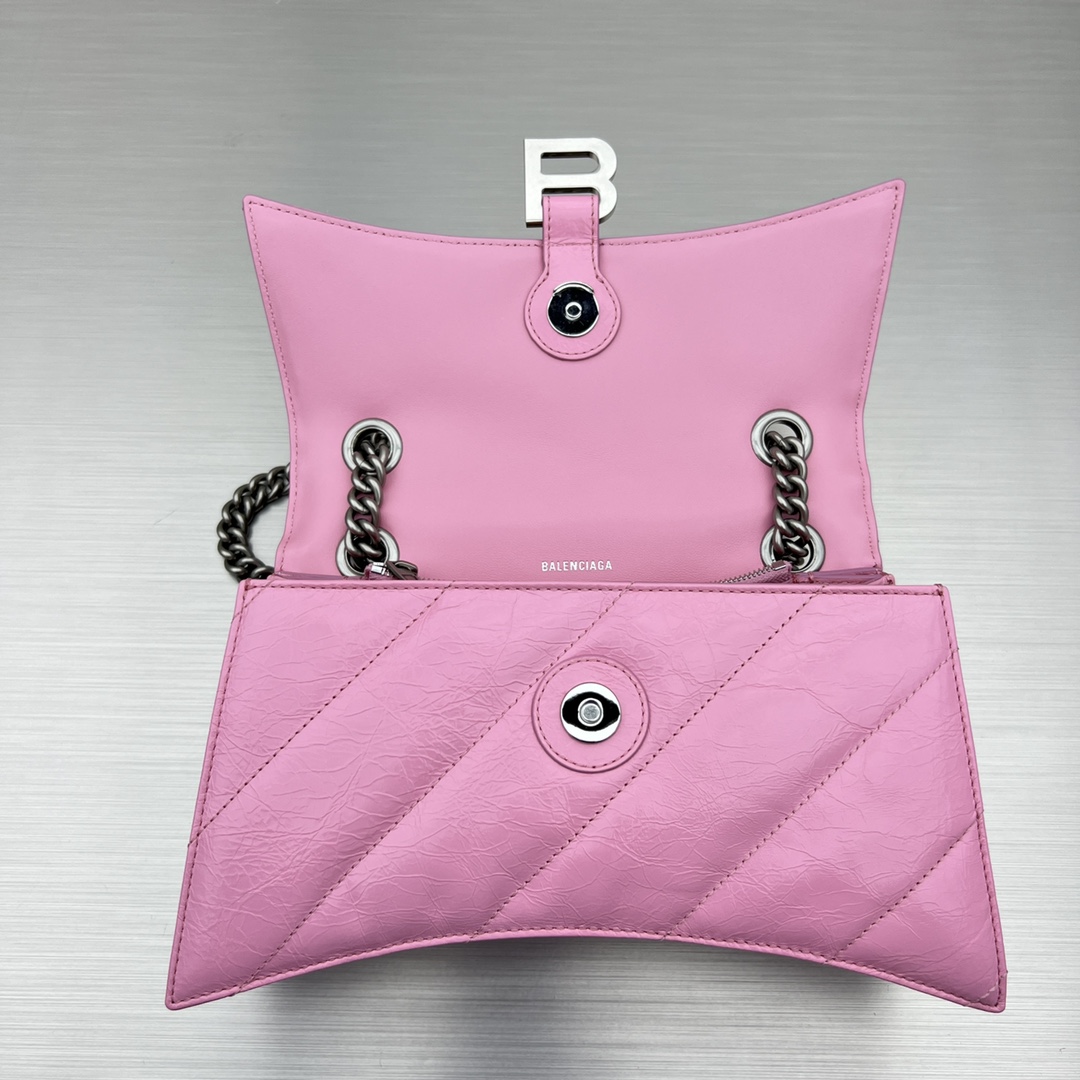 Ba1en*iaga Crush Small Chain Bag Black/Pink/Silver/White For Women‎ 9.8in/24.9cm 716351210J09001