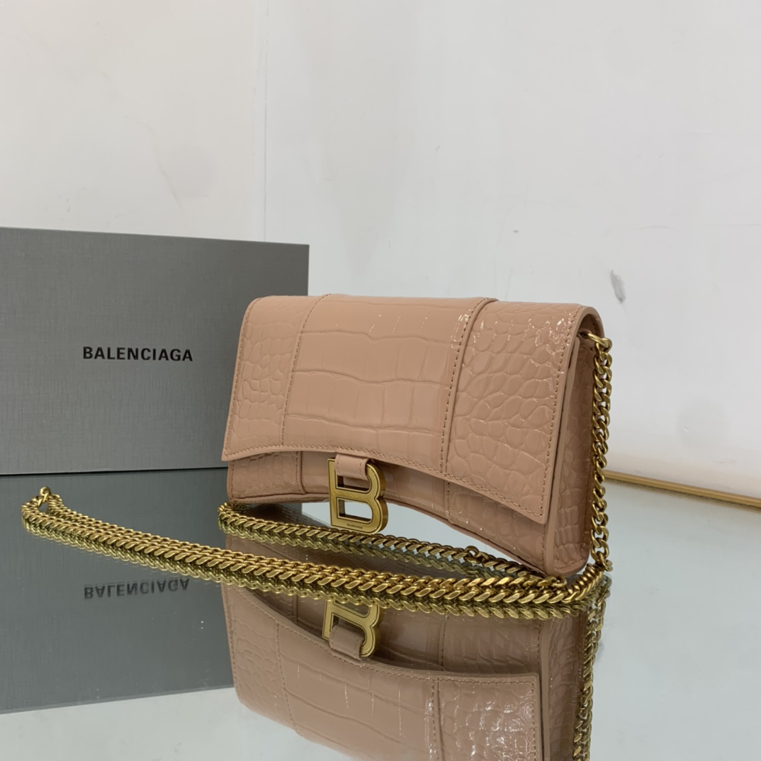 Ba1en*iaga Hourglass Wallet Black/Light Orange For Women‎ 7.6in/19cm 6560501QJ4M1000