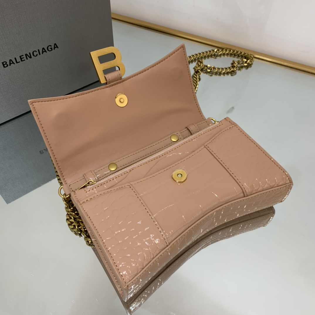 Ba1en*iaga Hourglass Wallet Black/Light Orange For Women‎ 7.6in/19cm 6560501QJ4M1000