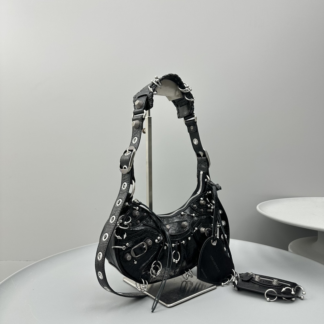 Ba1en*iaga Le Cagole XS Shoulder Bag Black/White For Women‎ 10.2in/26cm 671309210G81000