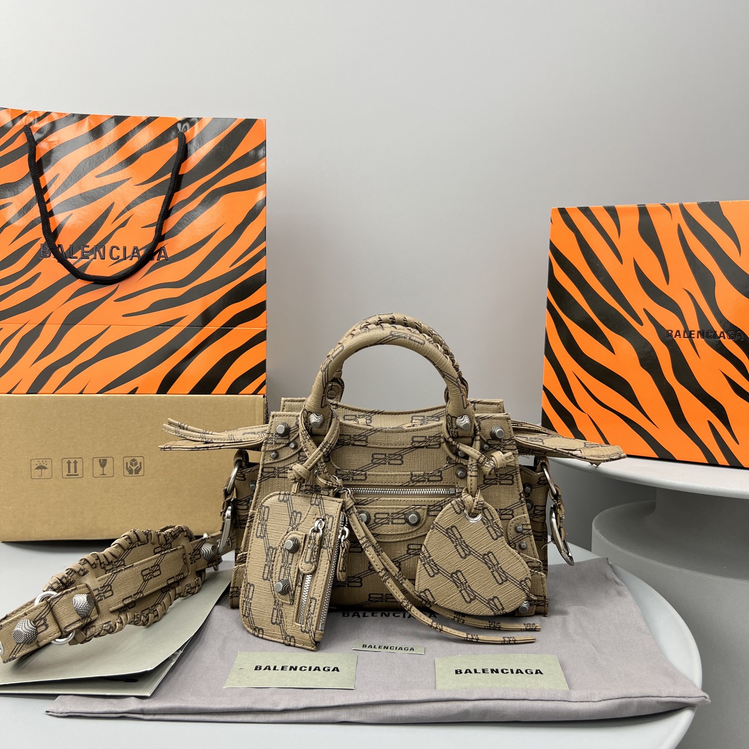 Ba1en*iaga Neo Cagole XS Handbag Blue/Caramel For Women‎ 10.2in/26cm