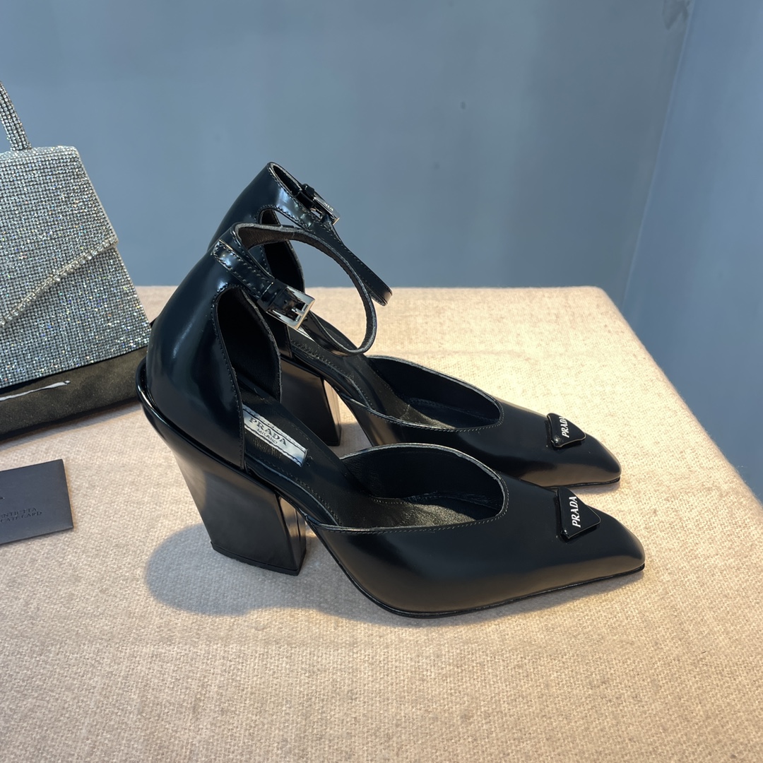 Pra*a Brushed Pumps Black For Women 3.7 in/ 9.5cm 1I982M_055_F0002_F_A095