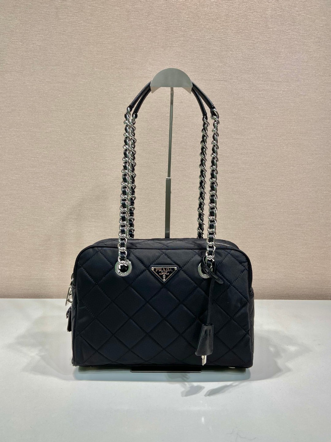 Pra*a Chain 2way Bag Black For Women 11.8 in / 30 cm