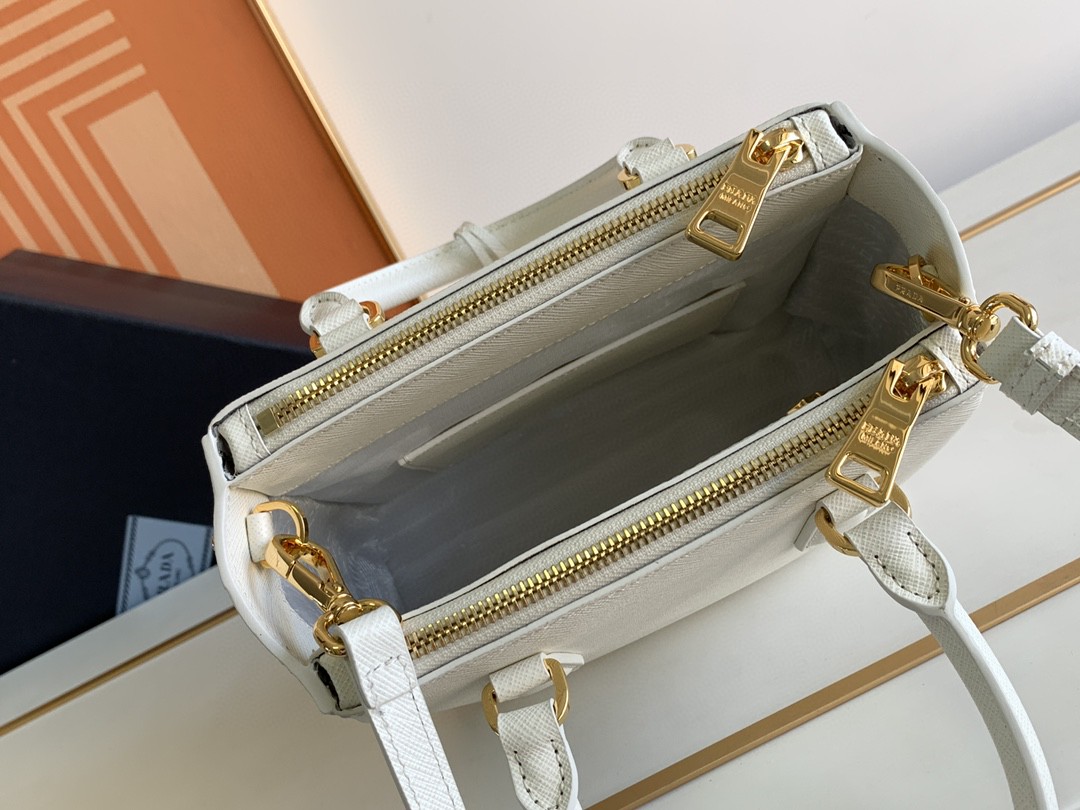 Pra*a Galleria Saffiano Mini Bag White/Beige/Blue/Dark Blue For Women 7.8 in / 20 cm 1BA906_NZV_F0009_V_EOM