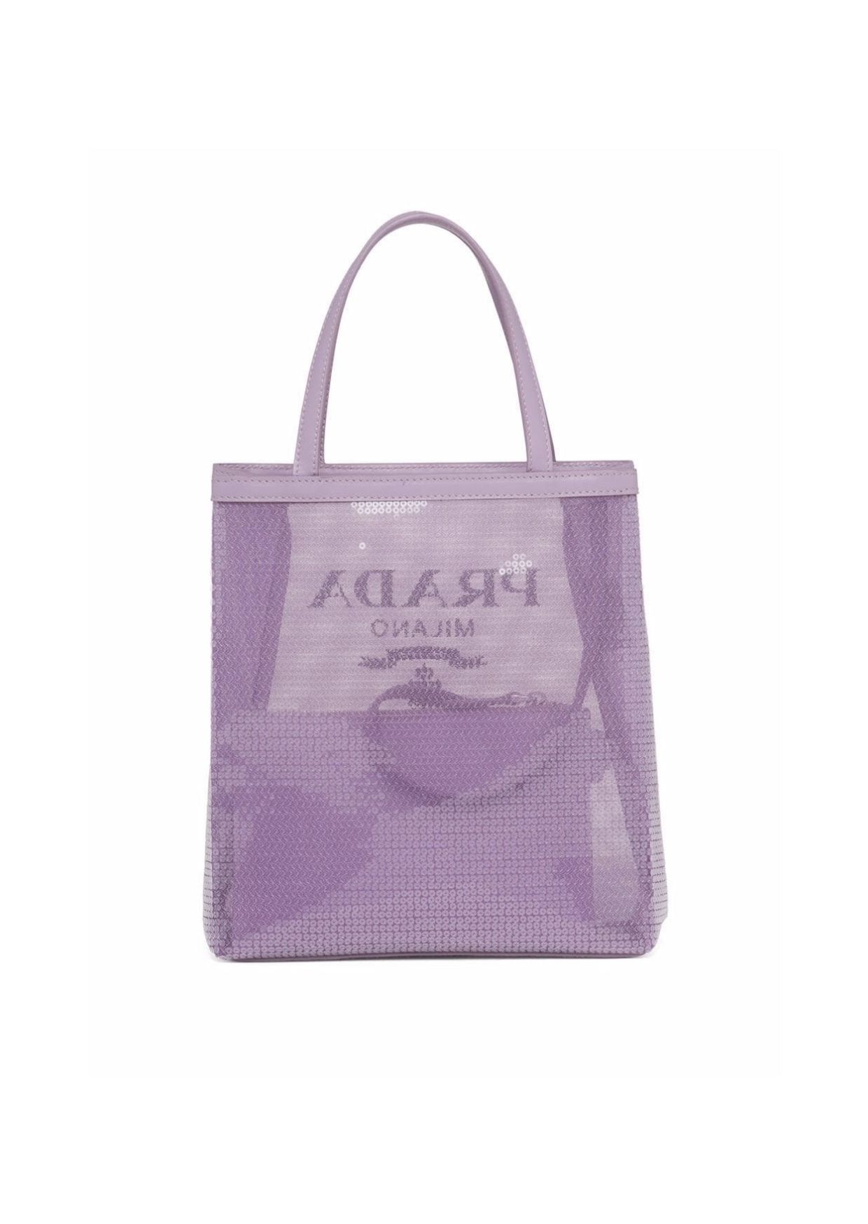 Pra*a Logo-Print Sequin-Embellished Mini Bag Purple For Women 1BG417VOOO2D0A