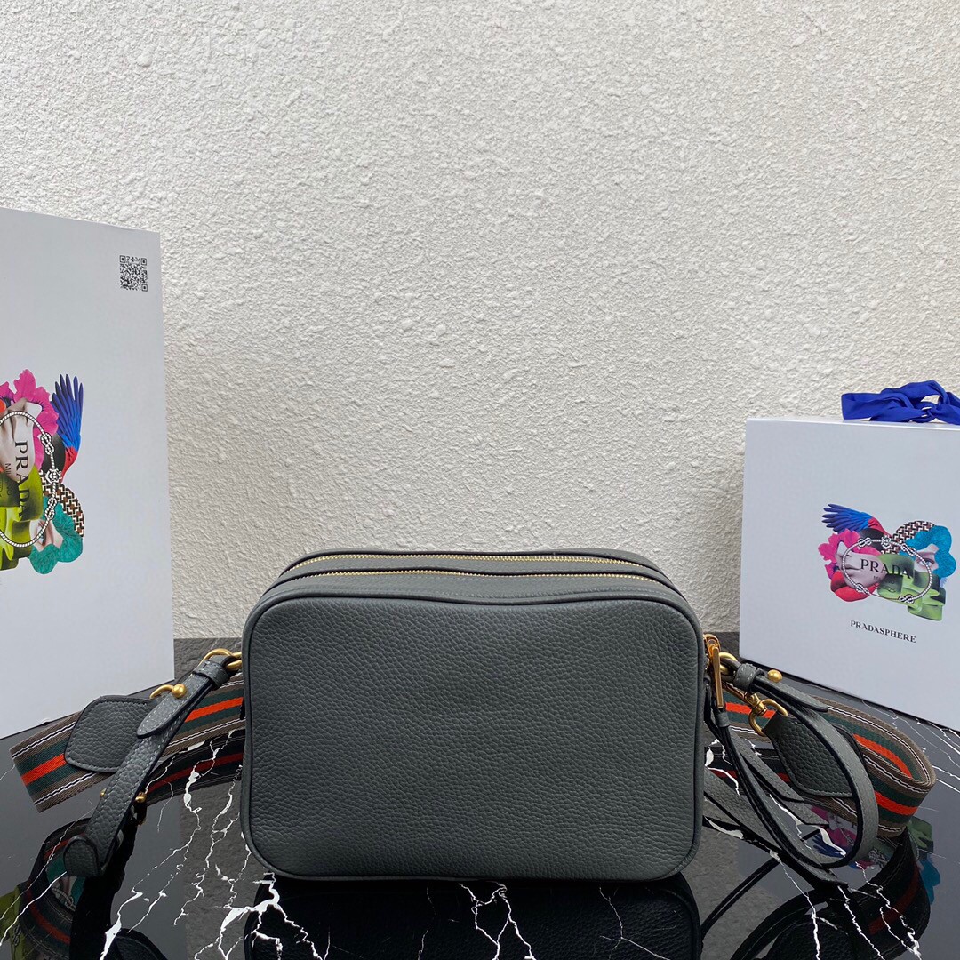 Pra*a Medium Shoulder Bag Grey/Brown/Black For Women 8.6 in / 22 cm