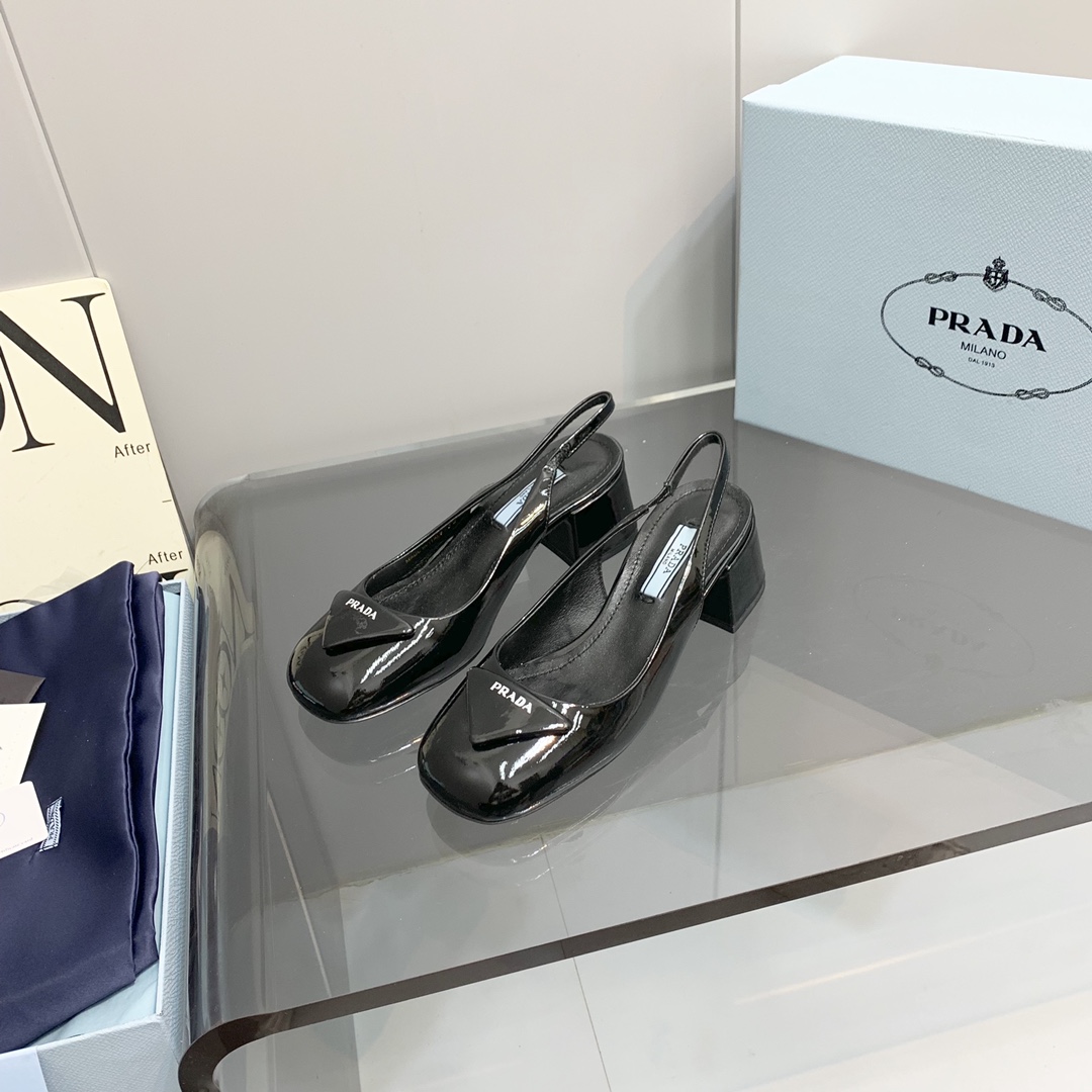 Pra*a Patent Slingback Pumps Black For Women 2.1 in/ 5.5 cm 1I767M_069_F0002_F_045