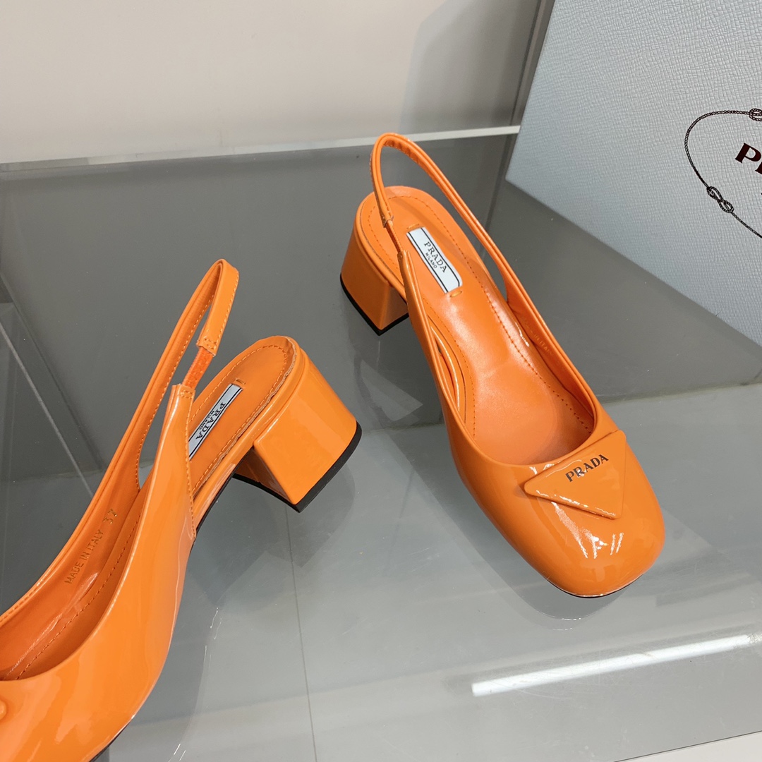 Pra*a Patent Slingback Pumps Orange For Women 2.1 in/ 5.5 cm