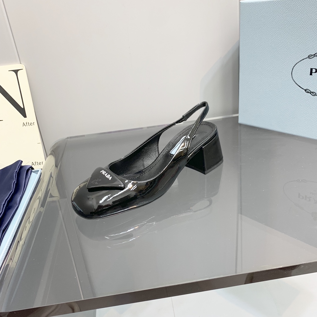 Pra*a Patent Slingback Pumps Black For Women 2.1 in/ 5.5 cm 1I767M_069_F0002_F_045