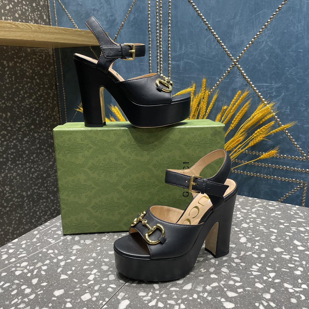 Gvc*1 Platform Sandal With Horsebit Black For Women 674776 BKO00 1000