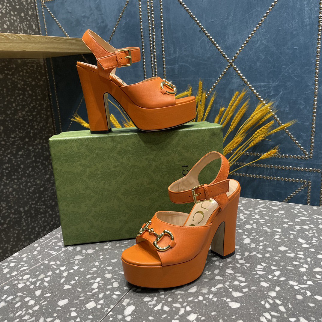 Gvc*1 Platform Sandal With Horsebit Orange For Women