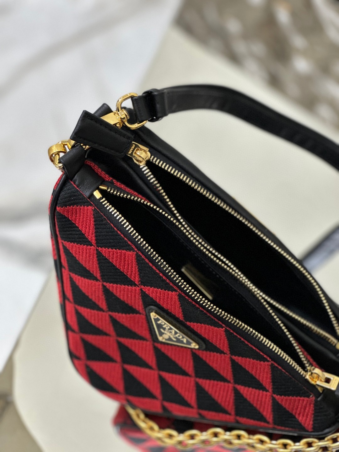 Pra*a Symbole Fabric Mini Bag Red/Beige For Women 11 in / 28 cm 1BC176_2FPN_F0V1I_V_OOO