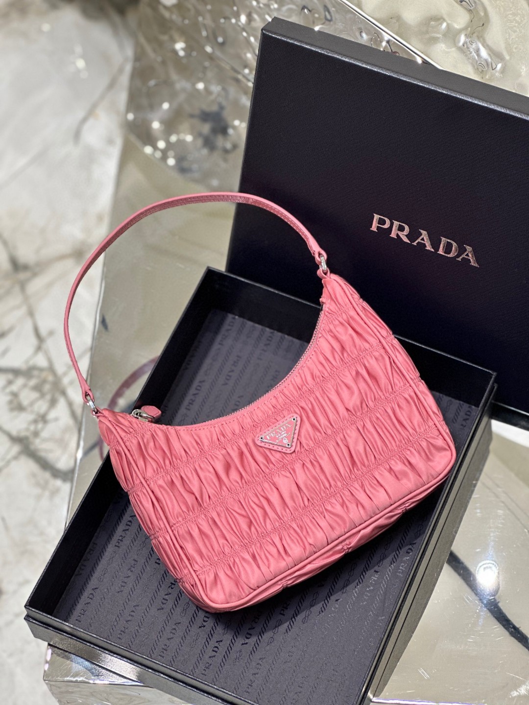Pra*a Saffiano Mini Bag Pink/Beige/Blue For Women 8.6 in / 22 cm