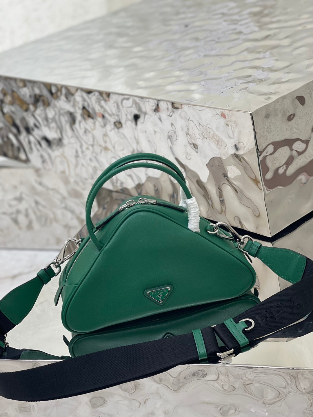 Pra*a Triangle Bag Yellow/Green For Women 9.8 in / 25 cm 1BB082_2BYA_F0377_V_NEO