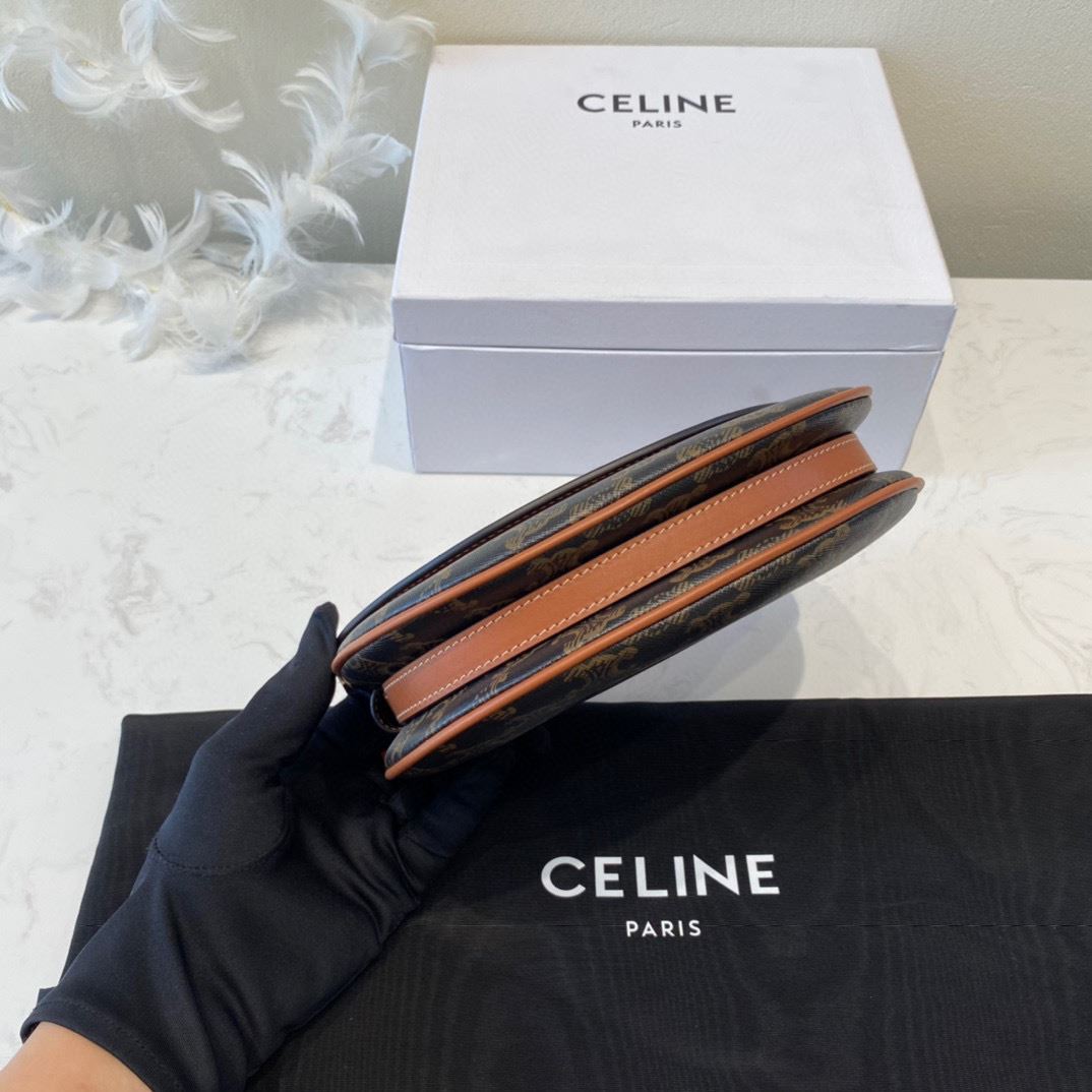 Ce1i*e Triomphe Saddle Bag In Canvas Brown For Women‎ 8.3in/21cm