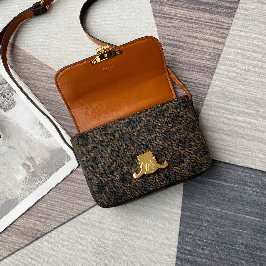 Ce1i*e Triomphe Shoulder Bag Brown/Black For Women‎ 7in/18.5cm