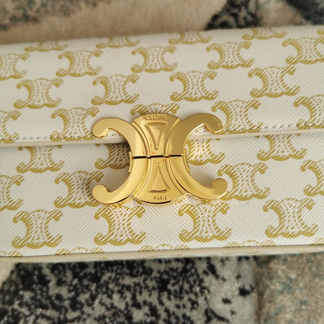 Ce1i*e Triomphe Shoulder Bag In Canvas Brown/ Light Yellow/White For Women‎ 8in/20cm 194142CUZ.04LU