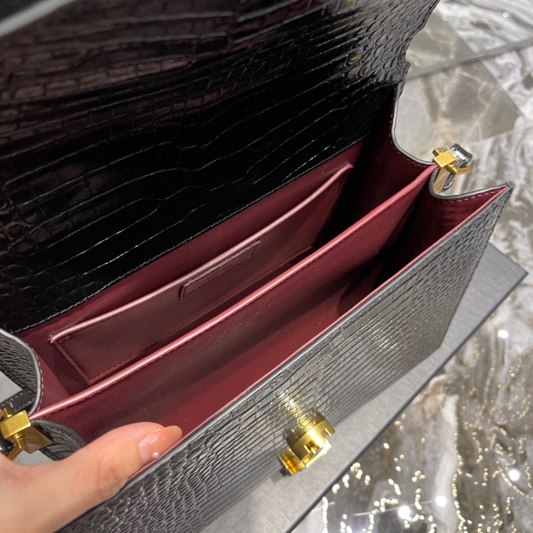 Sa1nt Lau*nt Cassandra Medium Top Handle Bag Black/White For Women‎ 9.6in/24.5cm 6239310SX0W9207