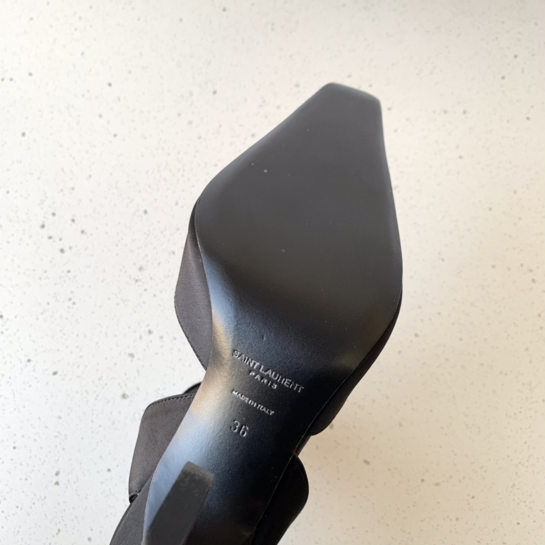 Sa1nt Lau*nt Fanny Slingback Pumps In Crepe Satin Black For Women 7176081UU001000