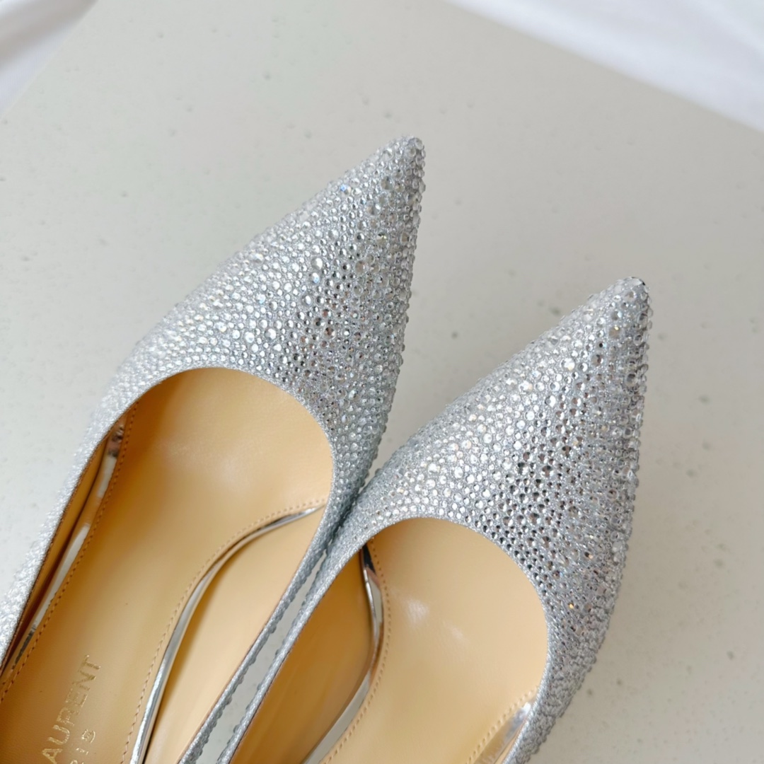 Sa1nt Lau*nt Opyum Pumps In Rhinestones Silver For Women