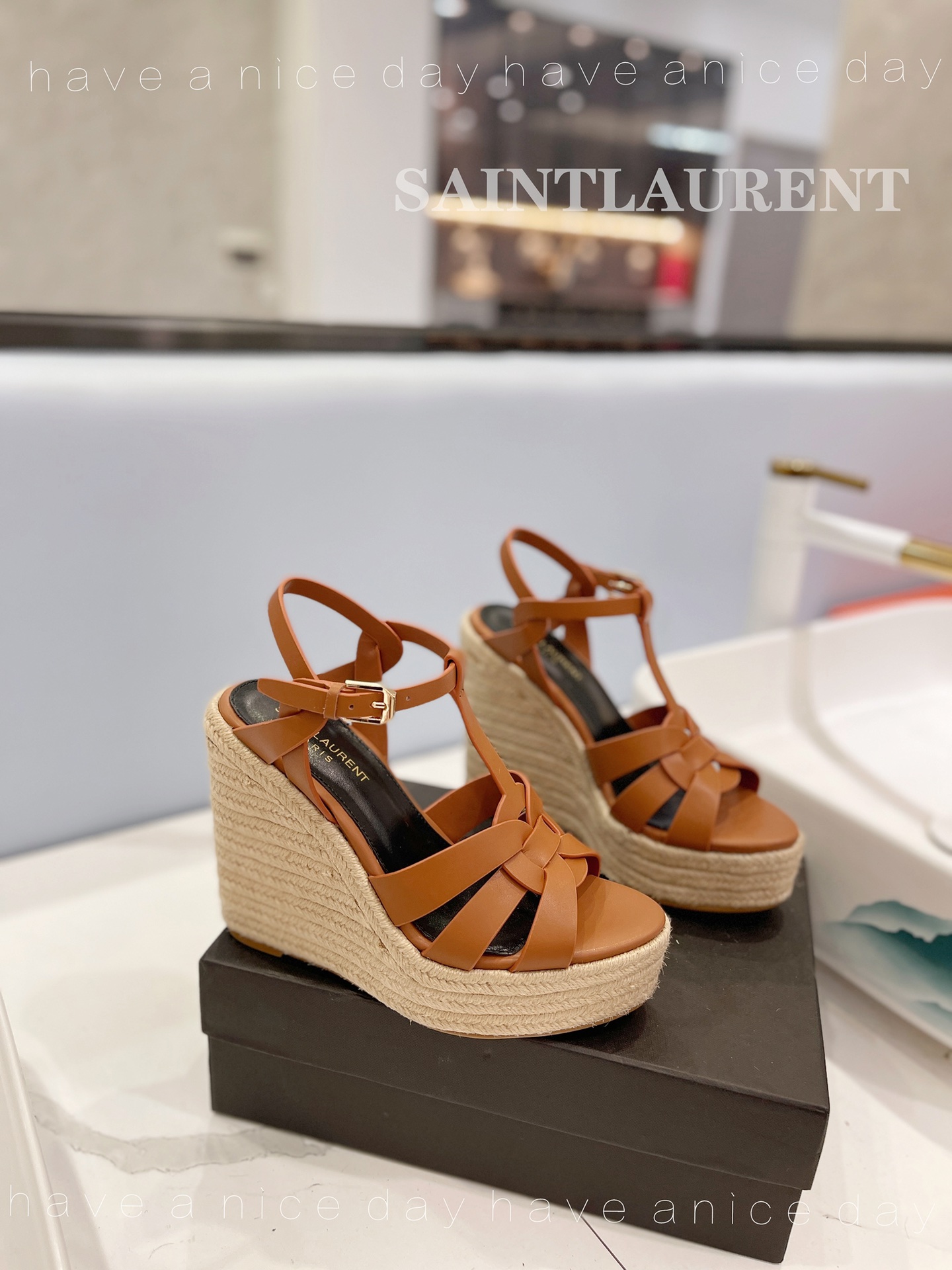 Sa1nt Lau*nt Tribute Espadrilles In Smooth Brown For Women