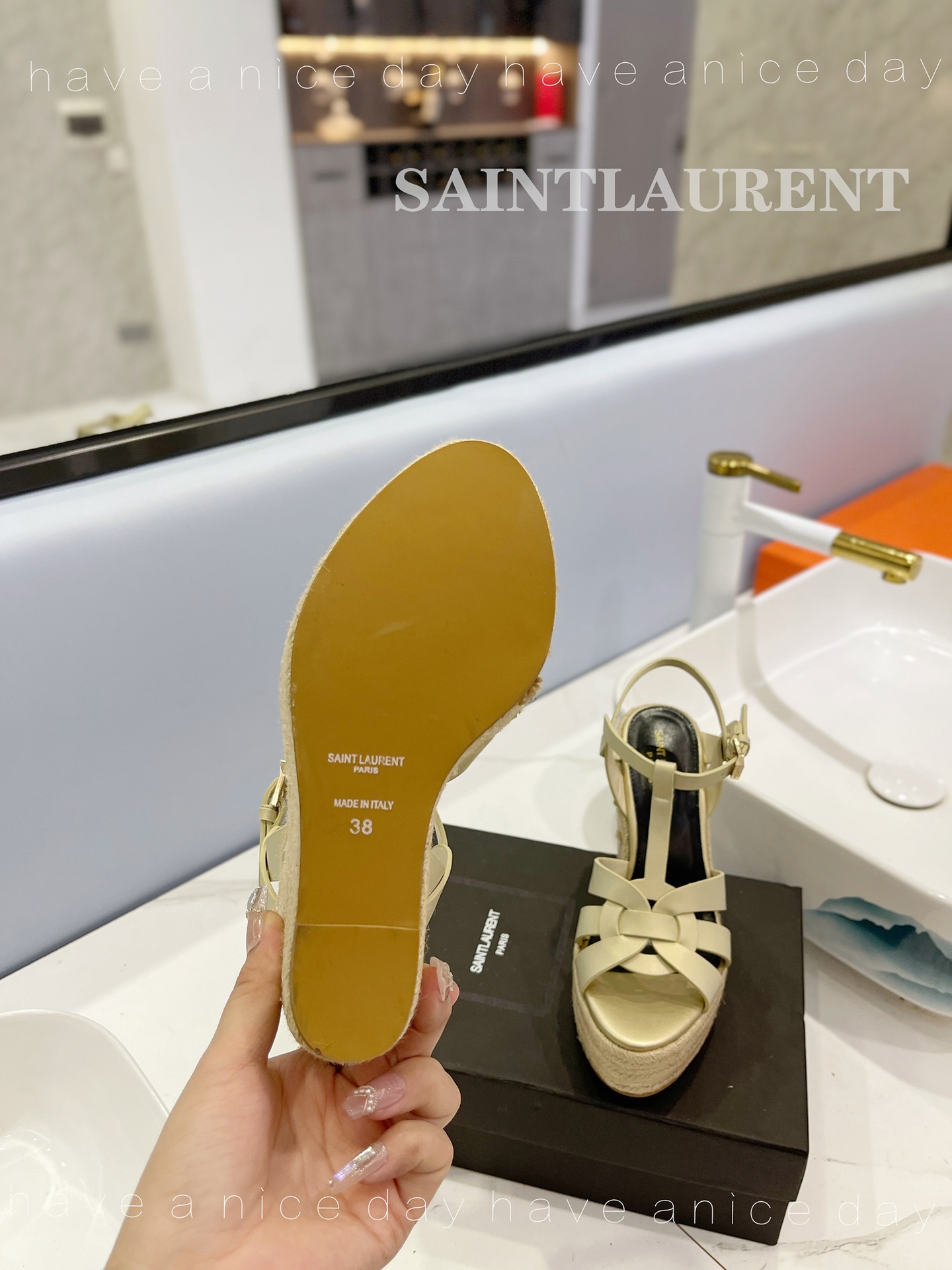 Sa1nt Lau*nt Tribute Espadrilles In Smooth Beige For Women