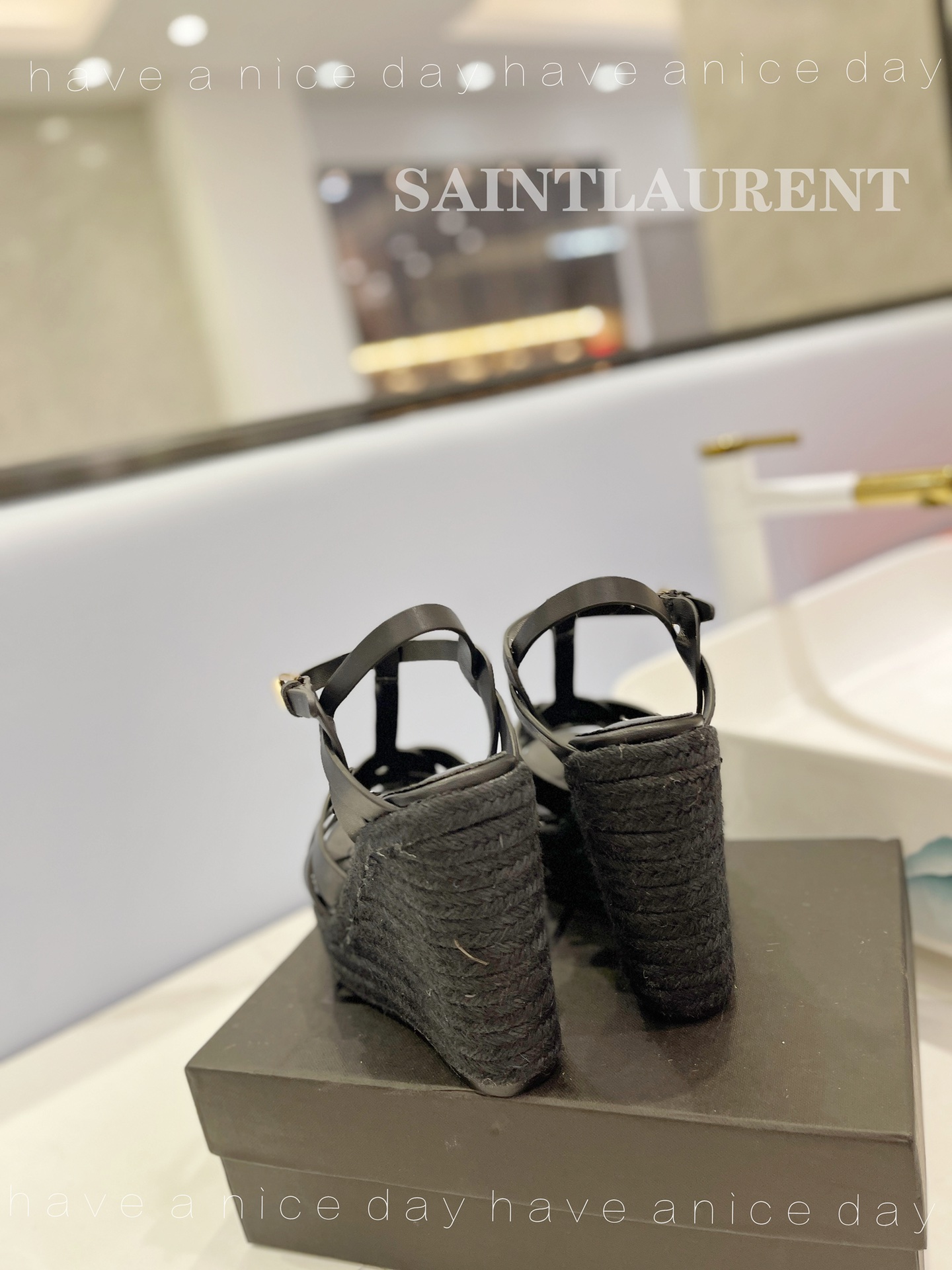 Sa1nt Lau*nt Tribute Espadrilles In Smooth Black For Women 611924BDA001000