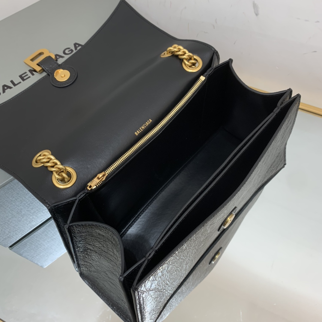 Ba1en*iaga Crush Medium Chain Bag In Black For Women 12in/ 31cm