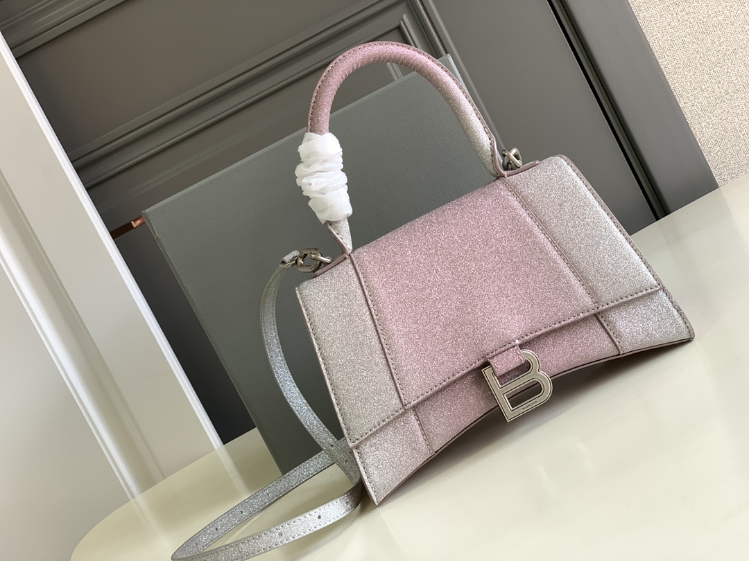 Ba1en*iaga Hourglass Small Handbag In Pink/Blue For Women 9in/23 cm