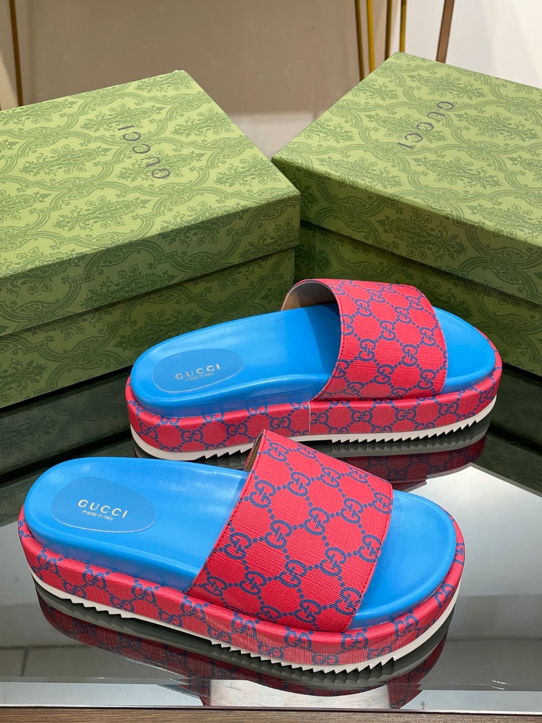 Gvc*1 Platform Slide Sandal Pink For Women ‎734913 FABJF 5614