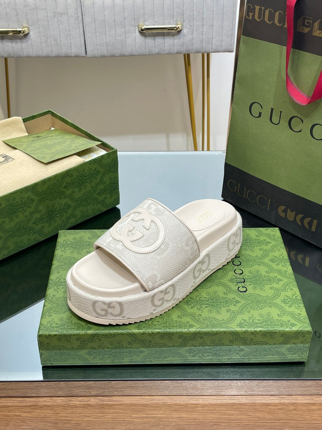 Gvc*1 Platform Slide Sandal White For Women ‎