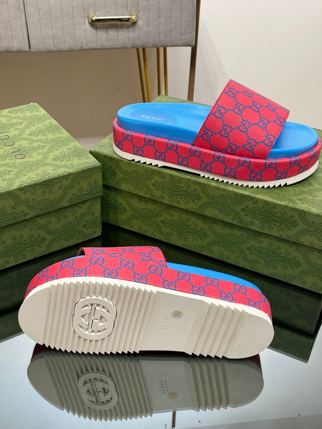 Gvc*1 Platform Slide Sandal Pink For Women ‎734913 FABJF 5614