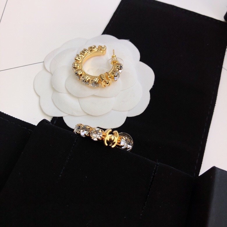 Ch**el C Shape Earrings Gold Tone For Women