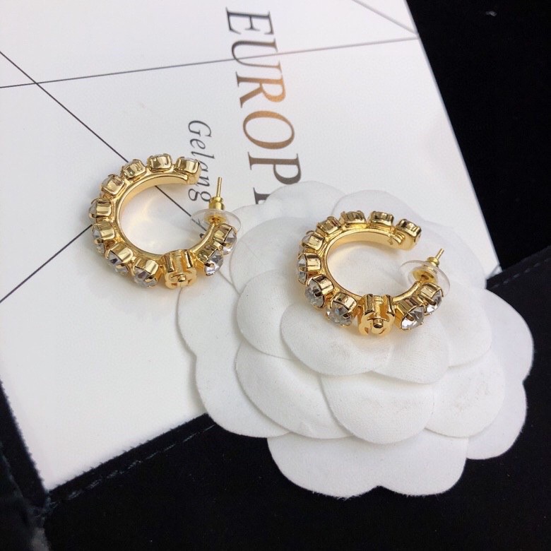 Ch**el C Shape Earrings Gold Tone For Women