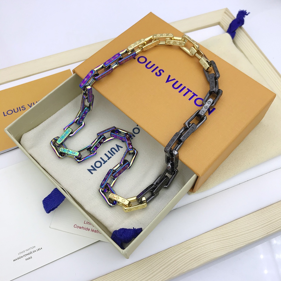 L0vis Vvtt0n Combinating Color Monogram Chain Necklace Multicolor For Men